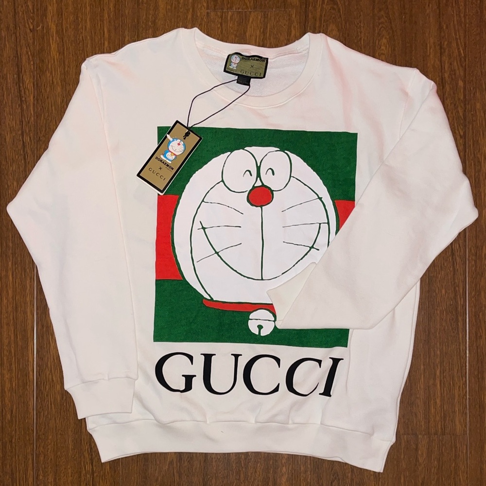 Gucci x Doraemon Cream Graphic Crew Neck Sweater